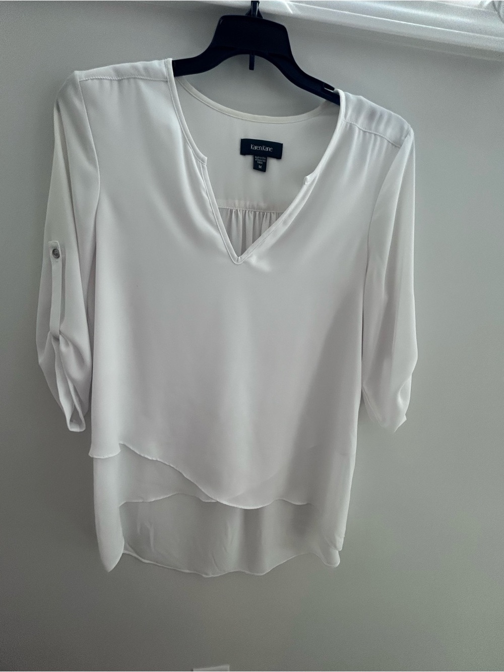 Karen Kane White Layered V-Neck Blouse